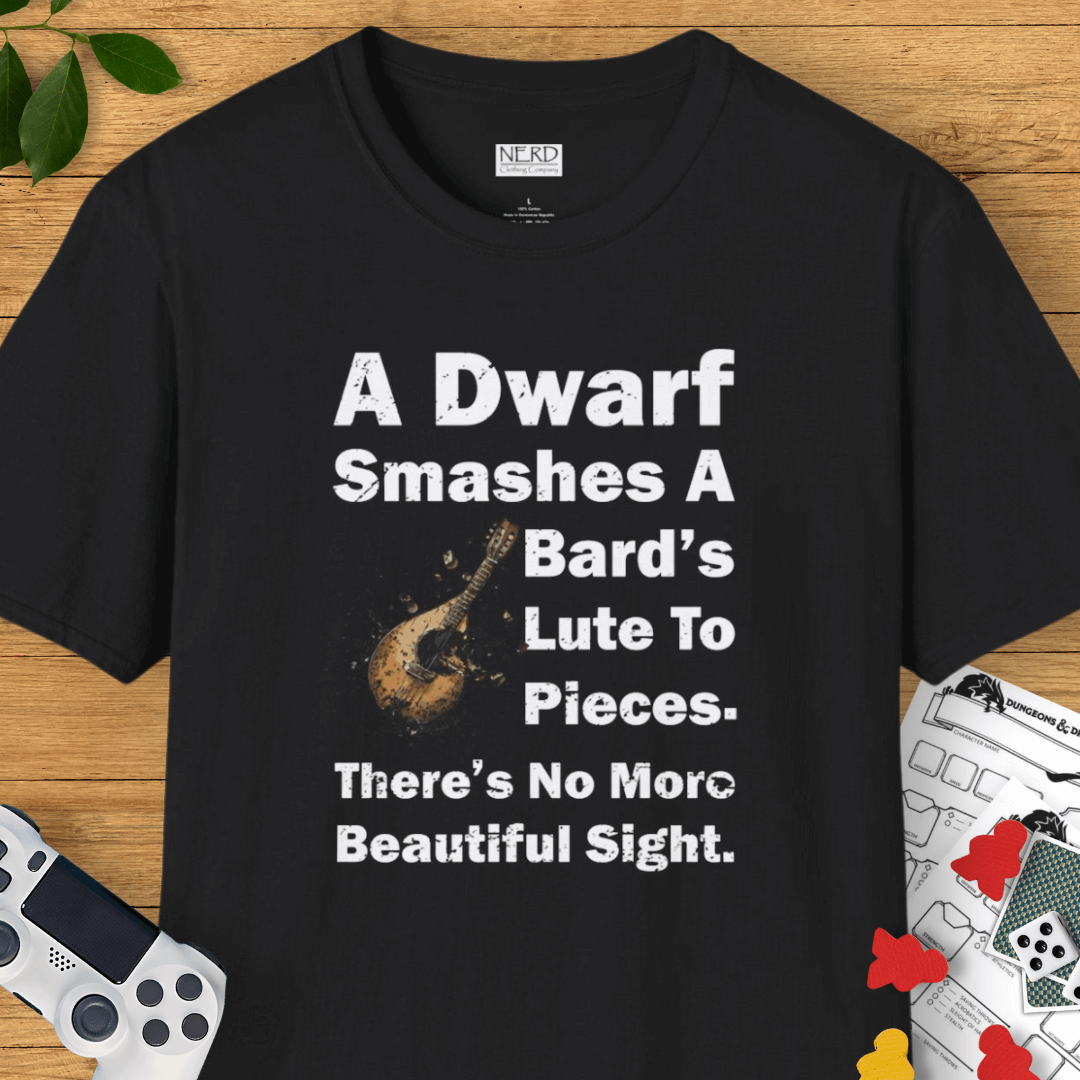 Dwarf Smashing A Lute T-Shirt