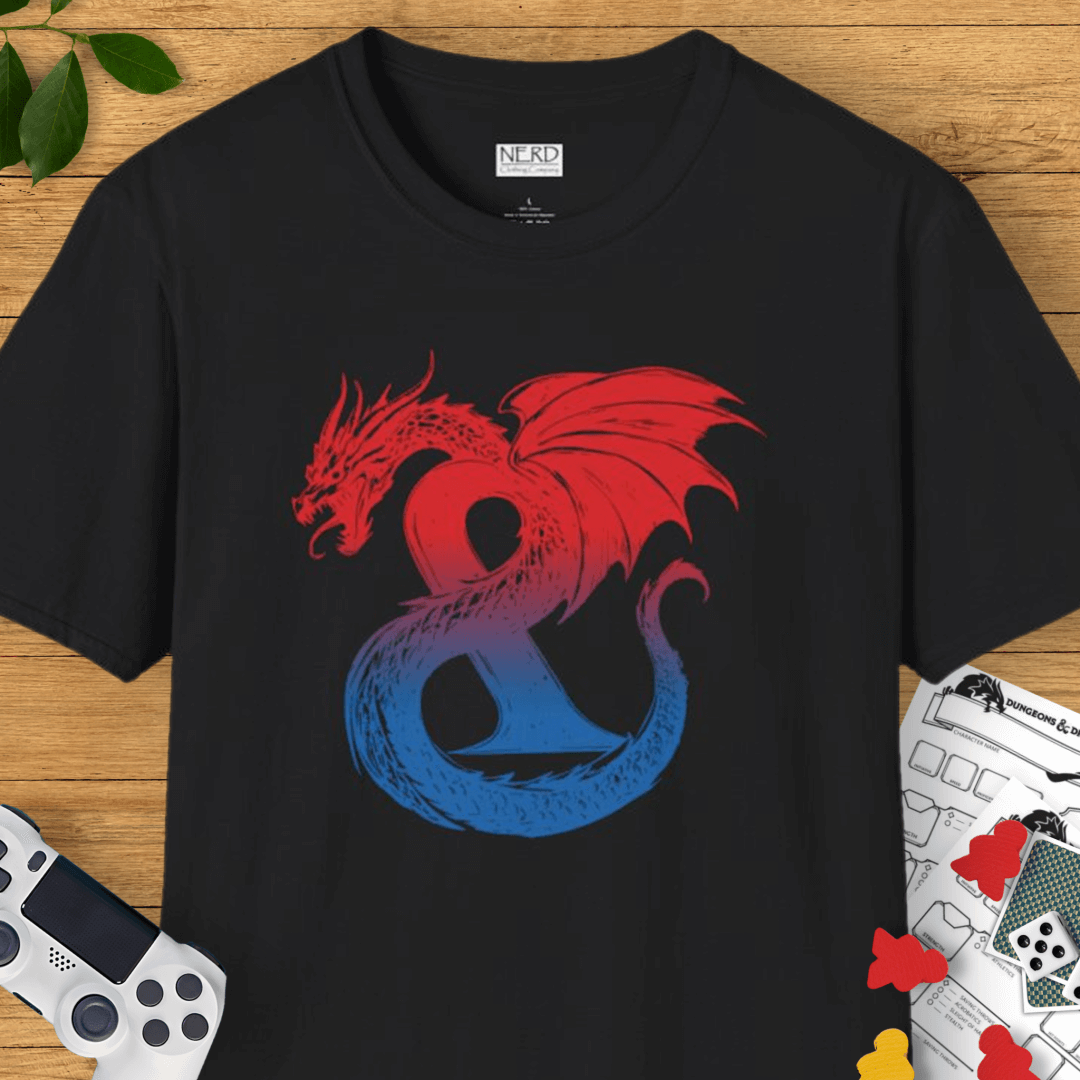 Red-Blue Dragon Ampersand T-Shirt